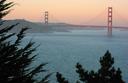 The Golden Gate from the Presidio at sunrise.